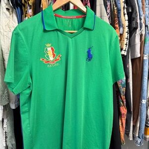 Ralph Lauren Bright Green Polo with Blue Pony & Multicolor Crest